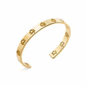 Tory Burch Signature Cut-out Cuff Bracelet - GOLD